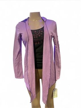 Green Apple Lavender Open-Front Lightweight Cardigan